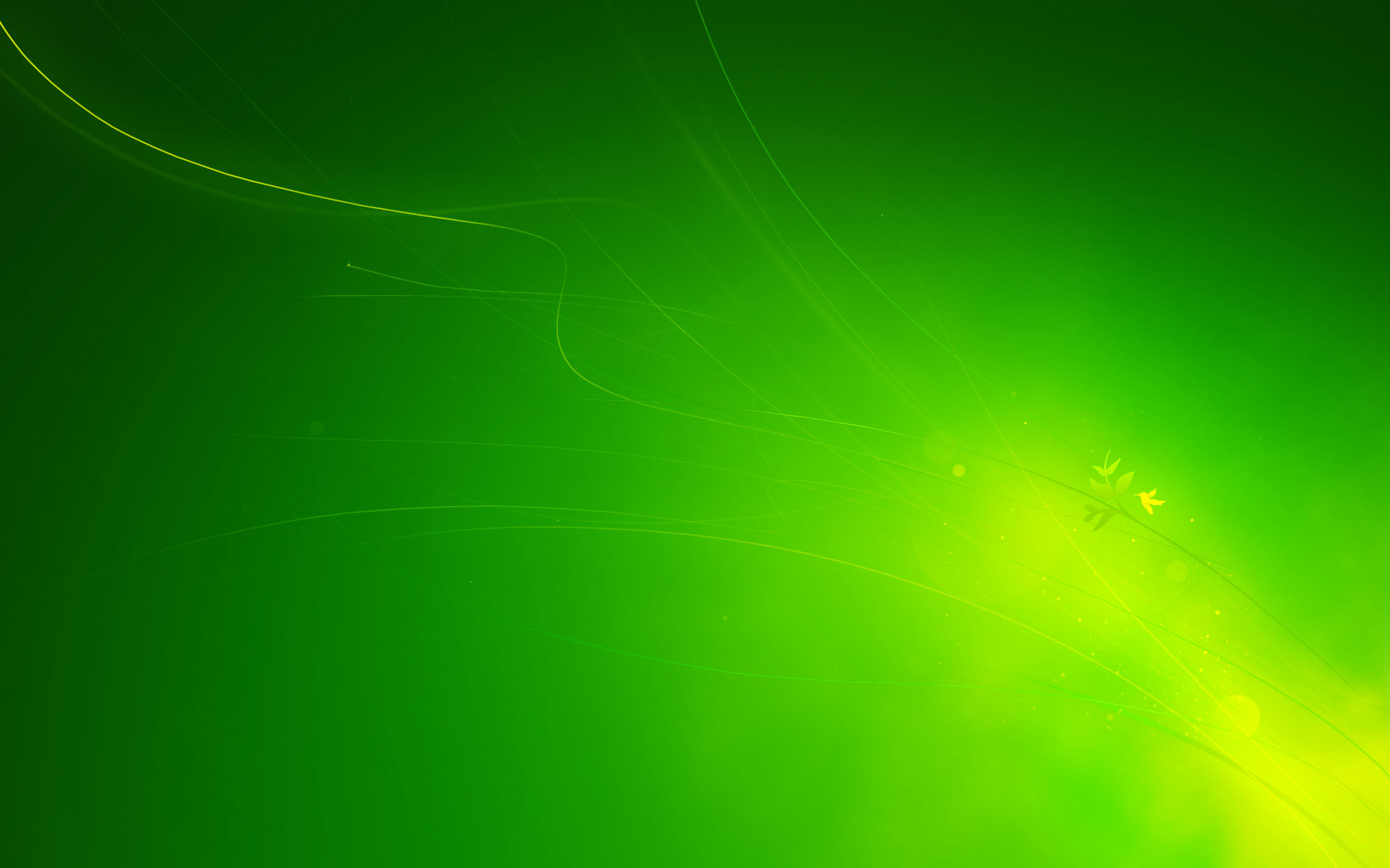 The Windows 7 default desktop background, but is tinted green.