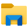 One of the logos for the UWP File Explorer. 
This logo was not technically used by the program itself, but presumably would have been used if it had replaced the explorer.exe File Explorer in Windows. 
The only known case of this logo actually being used in a version of Windows was in the cancelled Windows 10X.